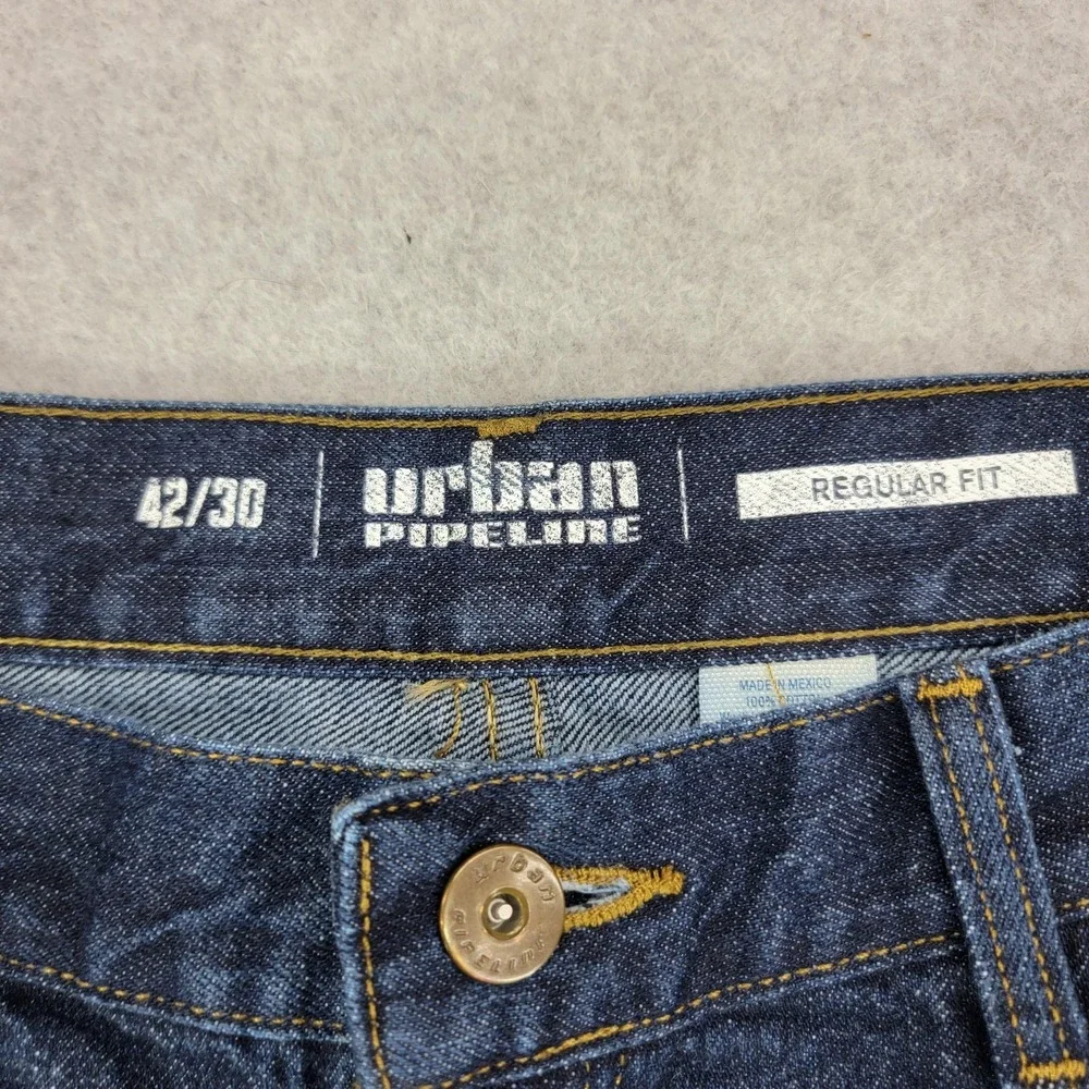 Urban Pipeline Jeans Mens 42x30Blue Regular Fit Straight Leg Dark Denim Pants